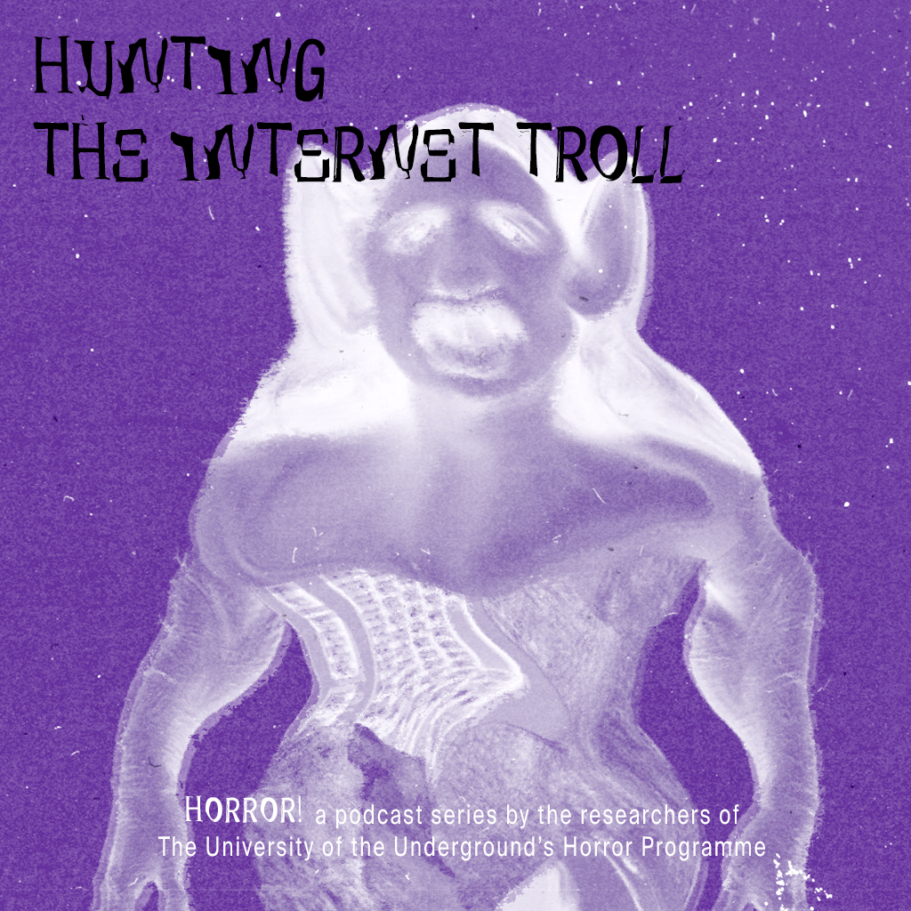 Distorted troll in infrared/purple and white